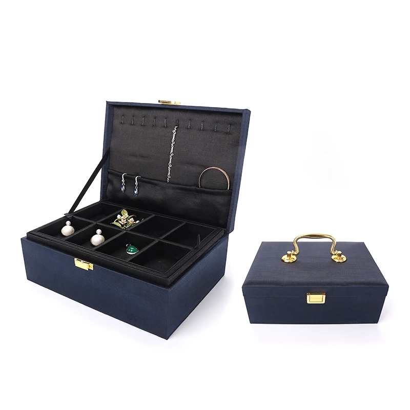High Quality Blue Portable Brushed Earring Jewelry Storage Box For Female Bracelet Necklace Wedding Ring Three-layer Card Slot
High Quality Blue Portable Brushed Earring Jewelry Storage Box For Female Bracelet Necklace Wedding Ring Three-layer Card Slot