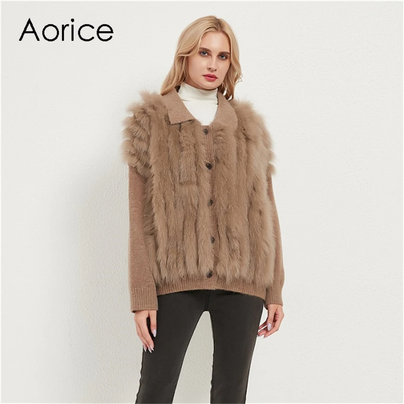 

Aorice женская шуба из натурального Лисьего меха куртка 2020 Ins/Лидер продаж, женские туфли, плоская подошва, для девочек, зимний свитер парка CT043