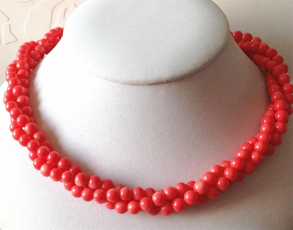 women Fashion Jewelry (mini order 1) Exquisite 6mm 3 Rows of Pink Coral Necklace Beads Jewelry Natural Stone 18INCH
women Fashion Jewelry (mini order 1) Exquisite 6mm 3 Rows of Pink Coral Necklace Beads Jewelry Natural Stone 18INCH