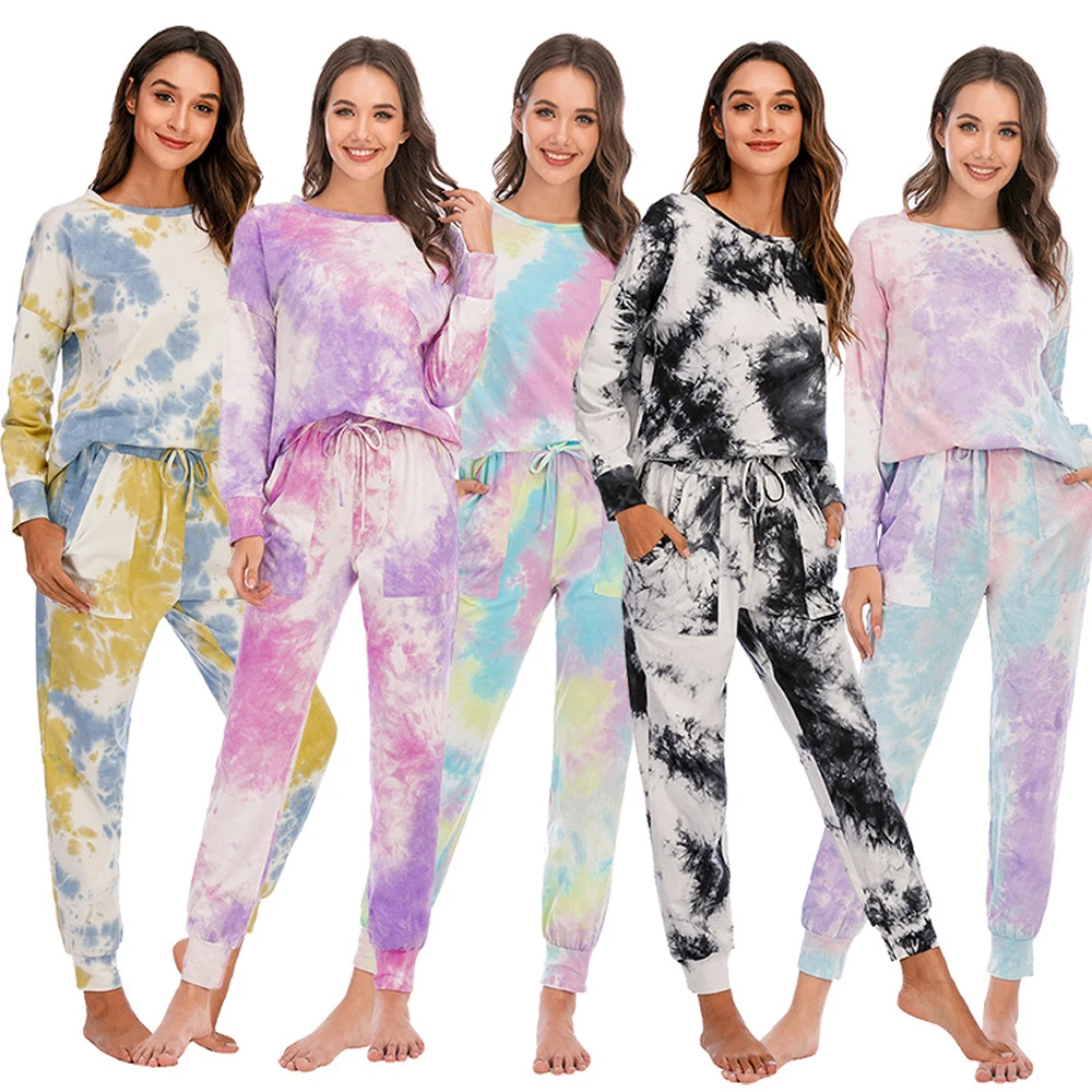 Women's Pajamas Set Long Sleeve Tops And Pants Tie Dye Printed Pyjama Femme Home Suit Nightwear Autumn Plus Size Sleepwear
Women's Pajamas Set Long Sleeve Tops And Pants Tie Dye Printed Pyjama Femme Home Suit Nightwear Autumn Plus Size Sleepwear
