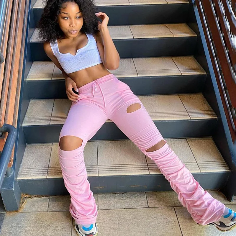 Hole Stacked Leggings Pants with Split Joggers Sweatpants Women 2020 Streetwear Ruched High Waist Bell Bottom Long Flare Pants
Hole Stacked Leggings Pants with Split Joggers Sweatpants Women 2020 Streetwear Ruched High Waist Bell Bottom Long Flare Pants