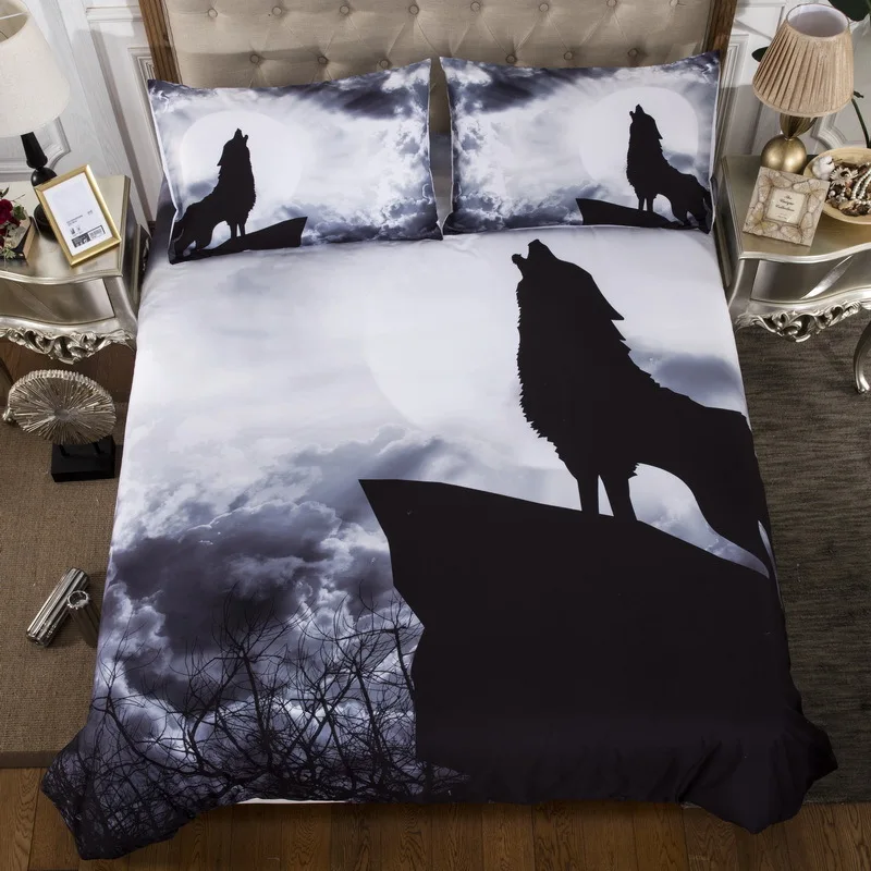Hot style 3D digital wolf printing Polyester bedding set 1 duvet cover + 1/2 pillowcases bed in a bag (no sheet).
Hot style 3D digital wolf printing Polyester bedding set 1 duvet cover + 1/2 pillowcases bed in a bag (no sheet).