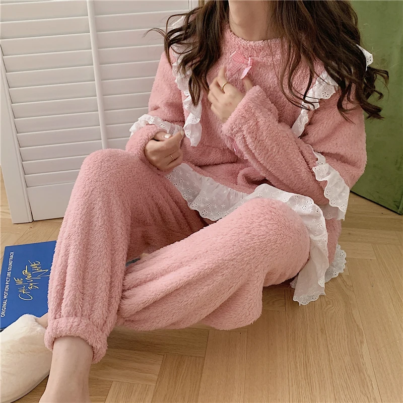 Alien Kitty 2020 Bow Gentle Two-piece Suits Chic Women Soft Sweet Sleepwear Thicken Warm Cute Winter Loose Pajamas Home Clothes
Alien Kitty 2020 Bow Gentle Two-piece Suits Chic Women Soft Sweet Sleepwear Thicken Warm Cute Winter Loose Pajamas Home Clothes