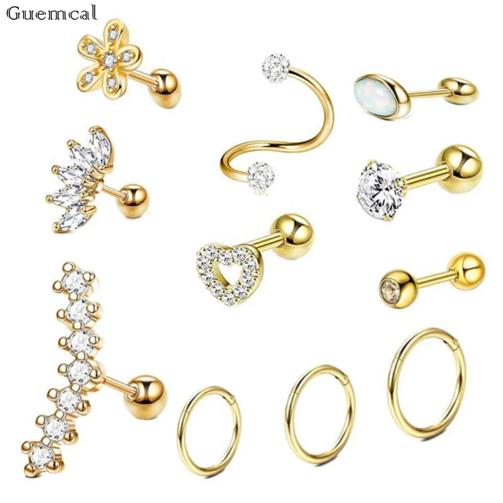 Guemcal Stainless Steel 16G Zircon Thread Earrings Ear Bone Nail Earring Set Cartilage Earrings Piercing Jewelry for Woman
Guemcal Stainless Steel 16G Zircon Thread Earrings Ear Bone Nail Earring Set Cartilage Earrings Piercing Jewelry for Woman