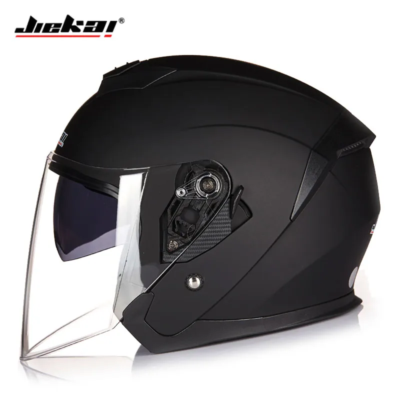Полулицевой мотоциклетный шлем JIEKAI с двойными линзами и встроенными козырьками