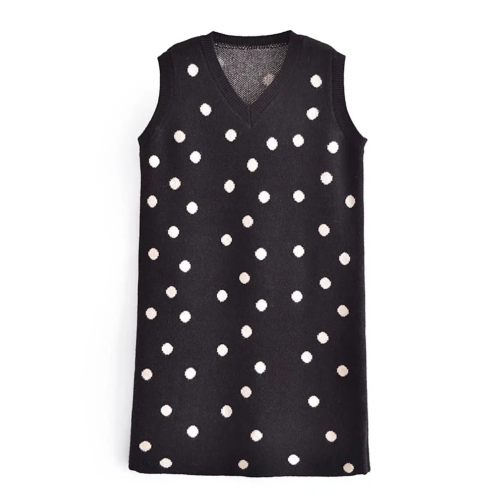 vintage knitted dot dress women v neck sleeveless mini knit dress short sweater dress long sweater vest
vintage knitted dot dress women v neck sleeveless mini knit dress short sweater dress long sweater vest