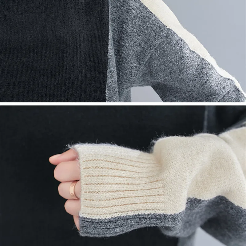 YourSeason Korean Patchwork Turtleneck Sweaters Ladies 2021 Winter Spring New Loose Women Pullover Casual Sweater 
YourSeason Korean Patchwork Turtleneck Sweaters Ladies 2021 Winter Spring New Loose Women Pullover Casual Sweater