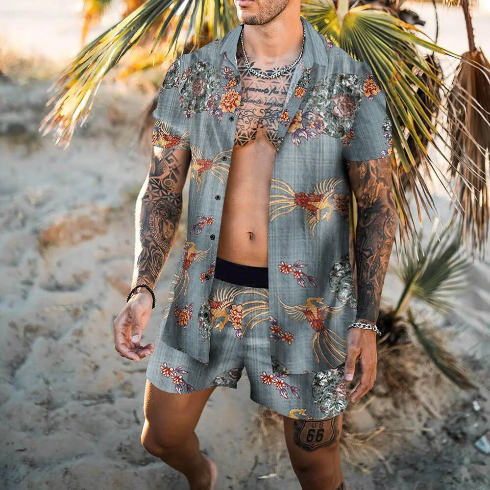 Hawaiian set mens print short sleeve clothing set summer casual floral shirt beach two piece suit new fashion mens underwear set
Hawaiian set mens print short sleeve clothing set summer casual floral shirt beach two piece suit new fashion mens underwear set