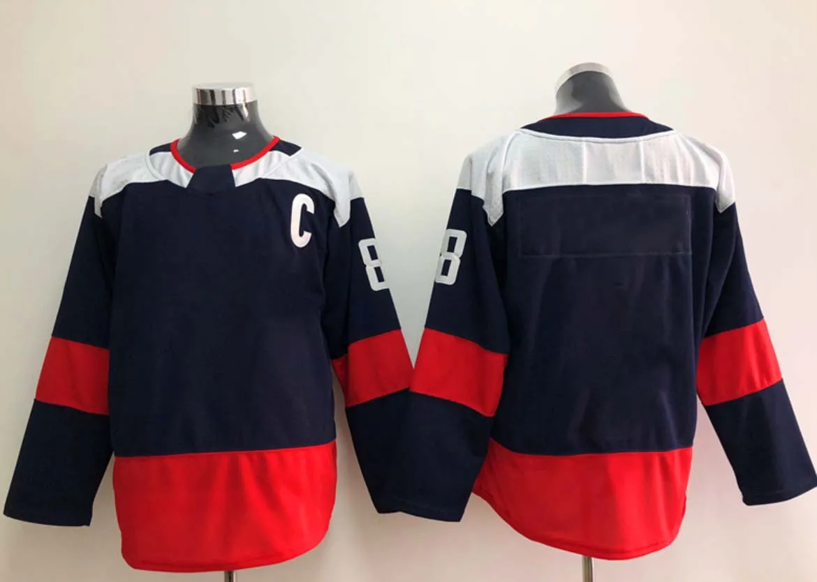 

New American Hockey Jerseys Men's Washington Jersey OVECHKIN BACKSTROM WILSON HOLTBY OSHIE KUZNETSON Embroider Jerseys T-shirt