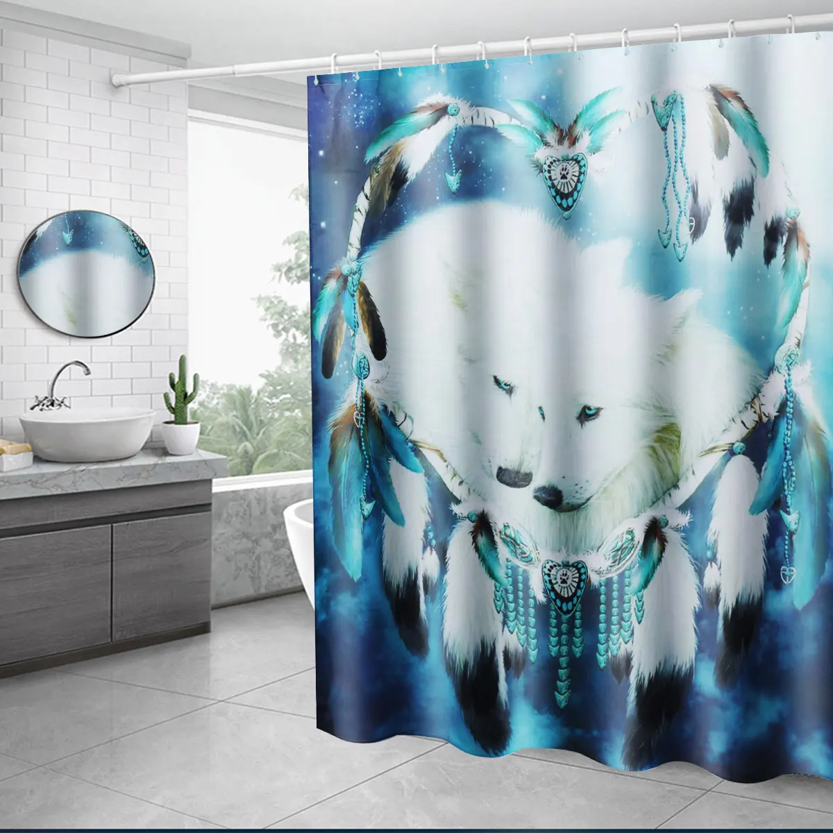 Psychedelic Aesthetic Two White Wolf Snuggle Shower Curtain Dream Bohemia Cartoon Animals Bathroom Curtain Home Decor Curtains
Psychedelic Aesthetic Two White Wolf Snuggle Shower Curtain Dream Bohemia Cartoon Animals Bathroom Curtain Home Decor Curtains