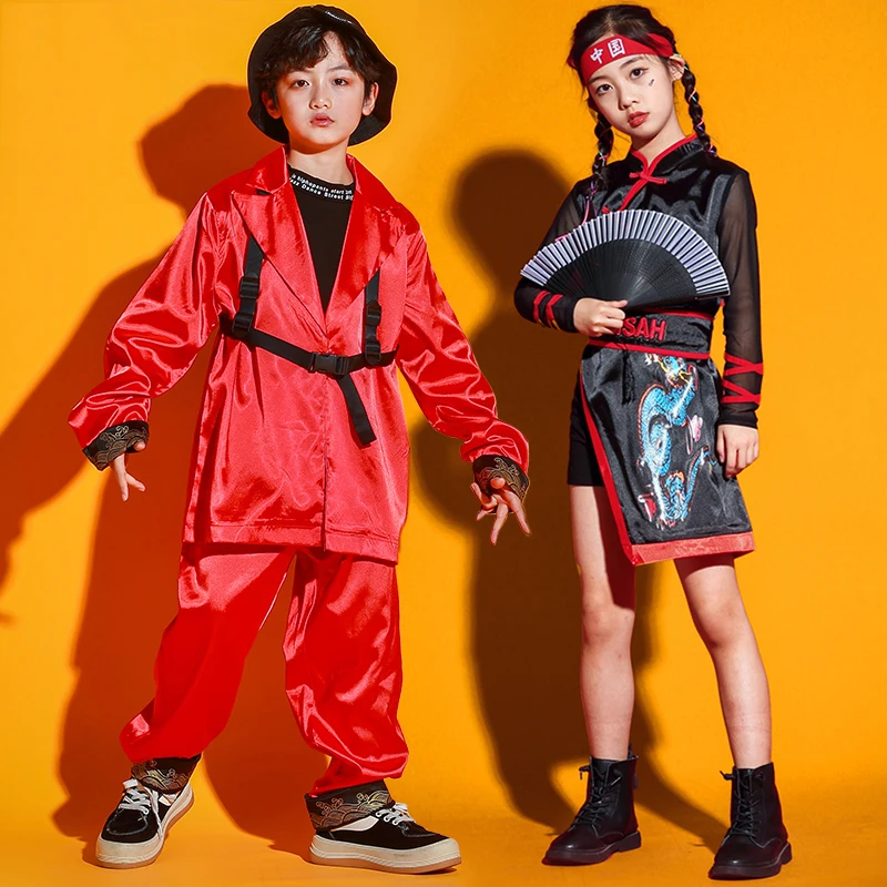 

Новые танцевальные костюмы в стиле хип-хоп, Детские сценические костюмы, танцевальная одежда для современных уличных танцев, для мальчиков и девочек, джазовые наряды SL5654