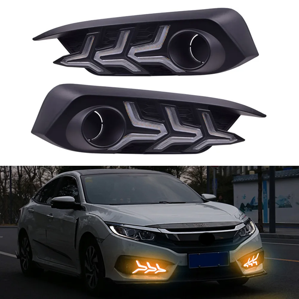 Для 2016-18 Honda Civic светодиодные дневные ходовые огни DRL Противотуманные фары с указателем поворота
Для 2016-18 Honda Civic светодиодные дневные ходовые огни DRL Противотуманные фары с указателем поворота