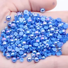 Клей для полукруглых жемчужин из смолы синий AB 2 12 мм и смешанные