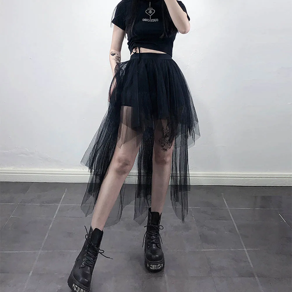 Gothic Asymmetric Mesh Skirts Women Sexy Party Club Long Black High Waist Skirt 2021 New Fashion Summer Female Rock Hip Pop Chic
Gothic Asymmetric Mesh Skirts Women Sexy Party Club Long Black High Waist Skirt 2021 New Fashion Summer Female Rock Hip Pop Chic