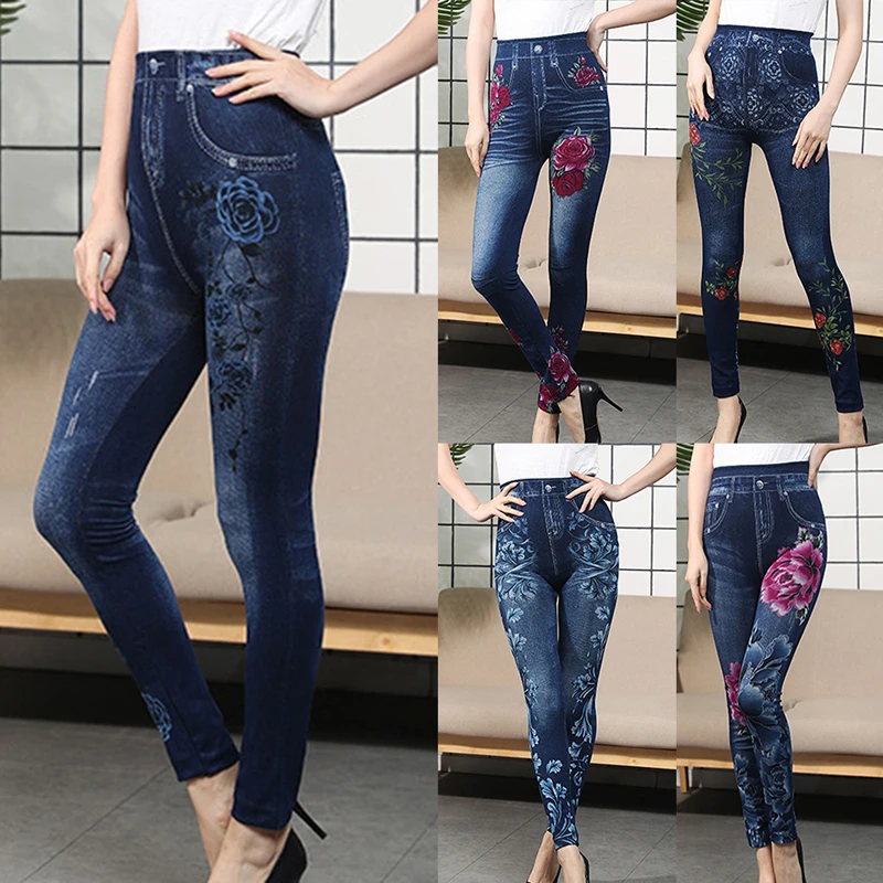Slim Women Leggings Floral Print Pencil Faux Denim Jeans Casual Leggings S-3XL High Waist Denim Leggings Pants Plus Size
Slim Women Leggings Floral Print Pencil Faux Denim Jeans Casual Leggings S-3XL High Waist Denim Leggings Pants Plus Size
