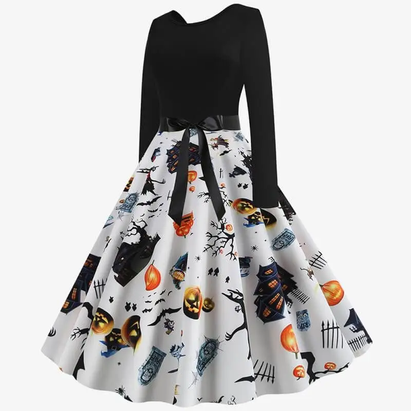 Fancy Pumpkin Skeleton Halloween Womens Dress Long Sleeve Mid Length Princess Dress Ladies Costume Festival Party Vintage
Fancy Pumpkin Skeleton Halloween Womens Dress Long Sleeve Mid Length Princess Dress Ladies Costume Festival Party Vintage