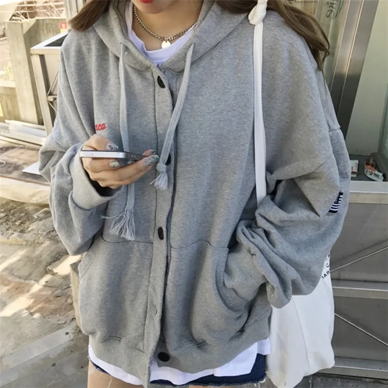 Women Simple Warm Long Sleeve Female Jacket Ladies Cardigan Cute Embroidered Plus Velvet Loose Hooded Long Sweatshirt Coat
Women Simple Warm Long Sleeve Female Jacket Ladies Cardigan Cute Embroidered Plus Velvet Loose Hooded Long Sweatshirt Coat
