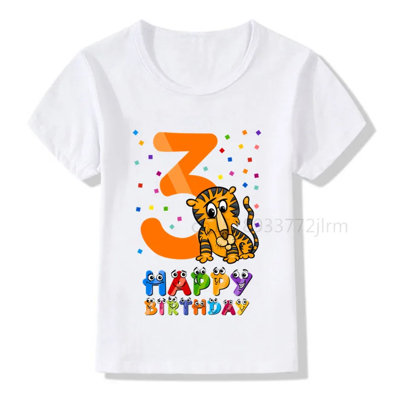 Футболка для мальчиков 1-9 с принтом цифр на день рождения Детские милые футболки