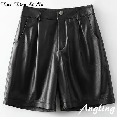 

2021 Women New Genuine Real Sheep Leather Shorts H46