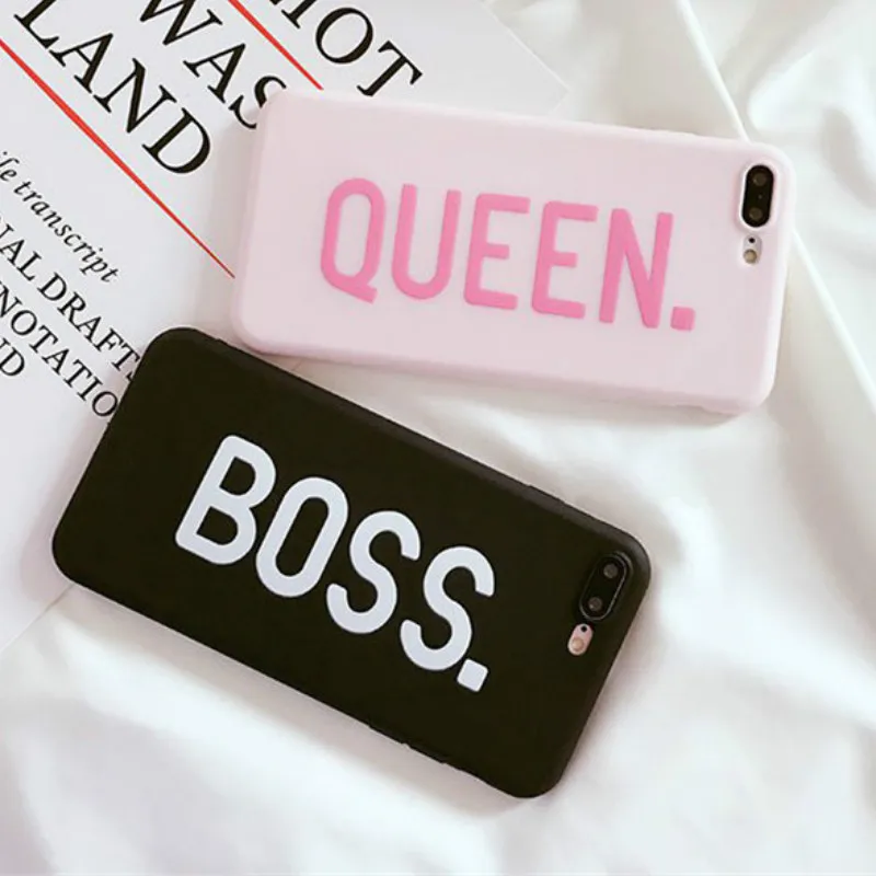 Чехол с надписью Love Queen Boss для iPhone 5 5S SE 6 6S 7 8 Plus X чехлы телефонов XR XS Max оболочка