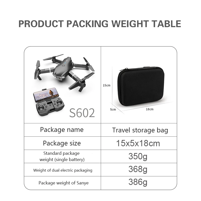 2021 New S602 Foldable Quadrotor Flight Drone Height Keep Drones 4K/1080P/720P HD Camera Aerial Photography RC Helicopter Drone
2021 New S602 Foldable Quadrotor Flight Drone Height Keep Drones 4K/1080P/720P HD Camera Aerial Photography RC Helicopter Drone
