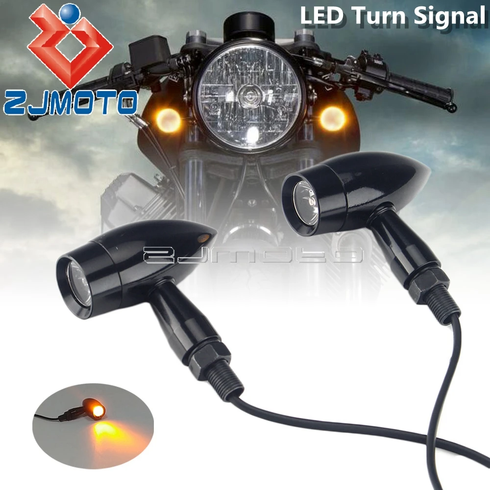 

For Harley Cruiser Chopper Bobber Retro Motorcycle LED Turn Signal Brake Blinker Light 12V Cafe Racer Metal Black Indicator Lamp