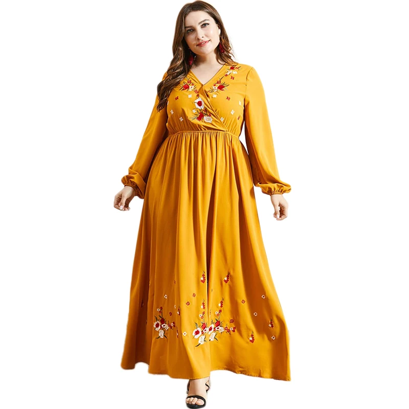 Embroidery Long Dress Ethnic Vintage Plus Size Abaya Long Sleeve Loose V-neck Maxi Robe Ramadan Islamic Dubai Arab Jilbab Gown
Embroidery Long Dress Ethnic Vintage Plus Size Abaya Long Sleeve Loose V-neck Maxi Robe Ramadan Islamic Dubai Arab Jilbab Gown