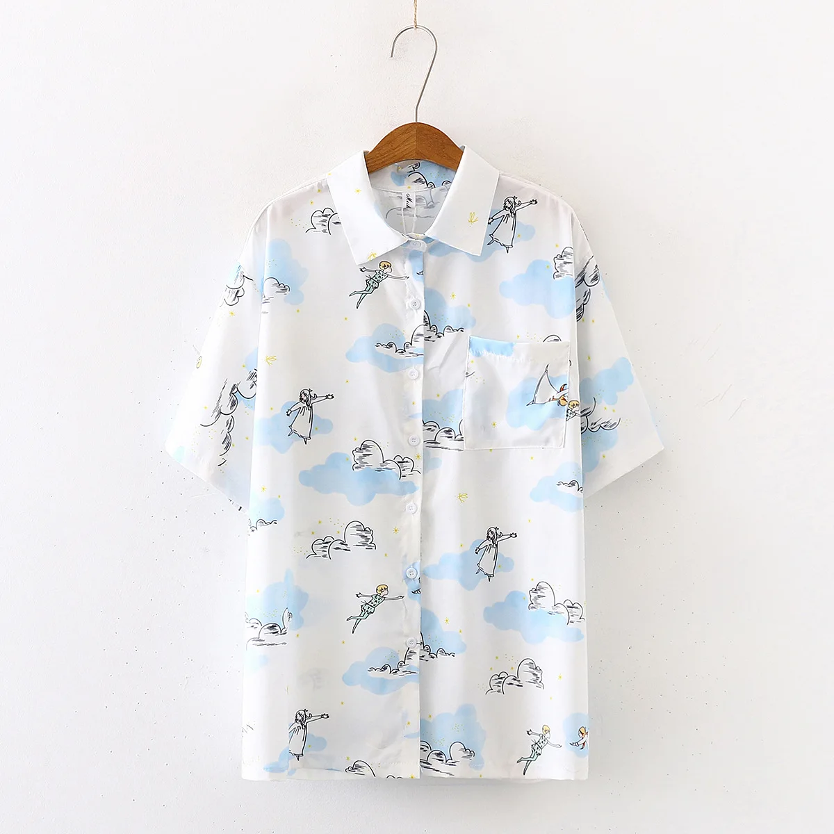 2020 Summer New Women Fashion Short Sleeve Turn-down Collar Cartoon Print Loose Blouse Shirts Casual Office Lady Tops Blusas
2020 Summer New Women Fashion Short Sleeve Turn-down Collar Cartoon Print Loose Blouse Shirts Casual Office Lady Tops Blusas