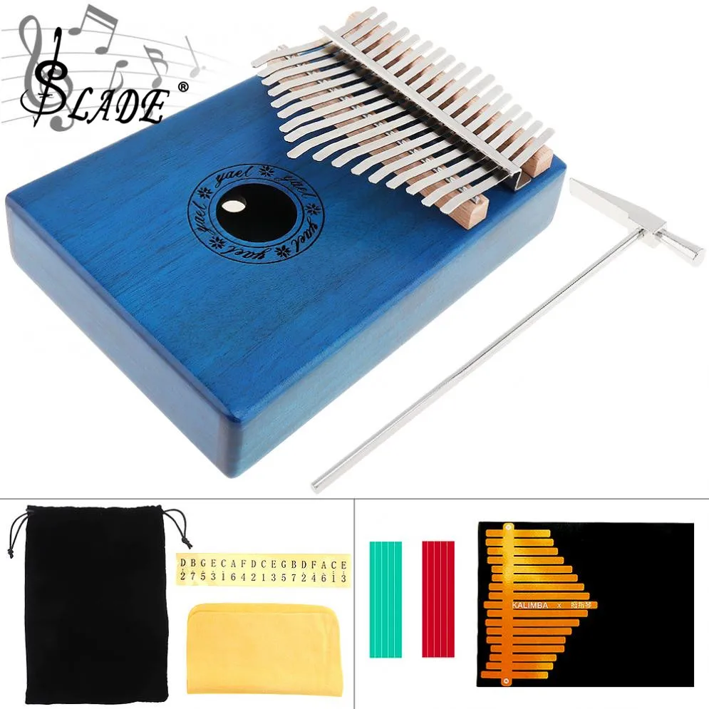 

Slade 17 Key Kalimba Single Board Mahogany Thumb Piano Mbira Natural Mini Keyboard Instrument with 7pcs Accessories
