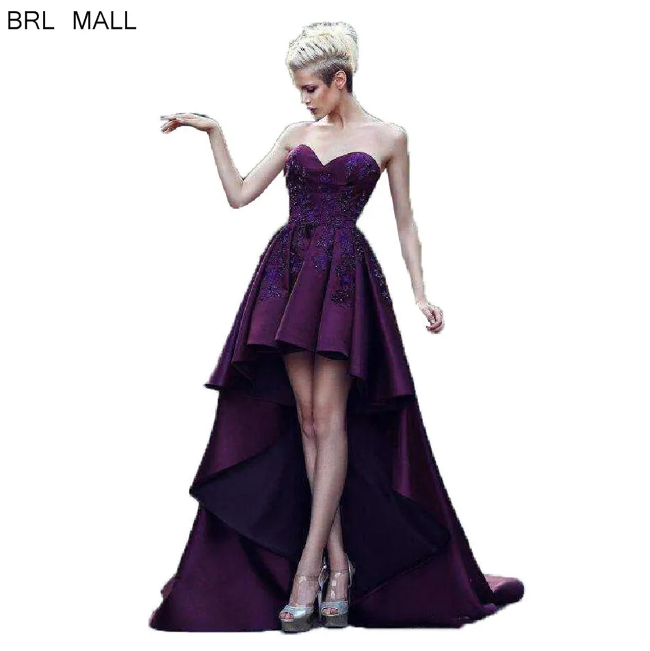 Strapless High Low Evening Dresses 2020 Simple Satin Lace Appliques Evening Party Dress vestido de festa Formal Dress Prom Gowns
Strapless High Low Evening Dresses 2020 Simple Satin Lace Appliques Evening Party Dress vestido de festa Formal Dress Prom Gowns