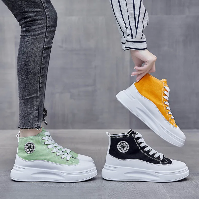 High Top Women's Cloth Shoes 2021 Spring New Korean Student Canvas Shoes Versatile,Breathable and High Rise Casual Shoes Women's 
High Top Women's Cloth Shoes 2021 Spring New Korean Student Canvas Shoes Versatile,Breathable and High Rise Casual Shoes Women's