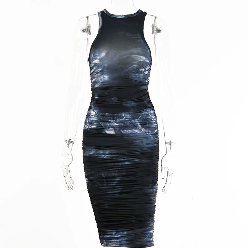 ONEINALL Vintage Print Dress For Women O Neck Sleevelss High Waist Slim Tie Dye Ruched Dresses Female New Clothing 2021 Summer
ONEINALL Vintage Print Dress For Women O Neck Sleevelss High Waist Slim Tie Dye Ruched Dresses Female New Clothing 2021 Summer