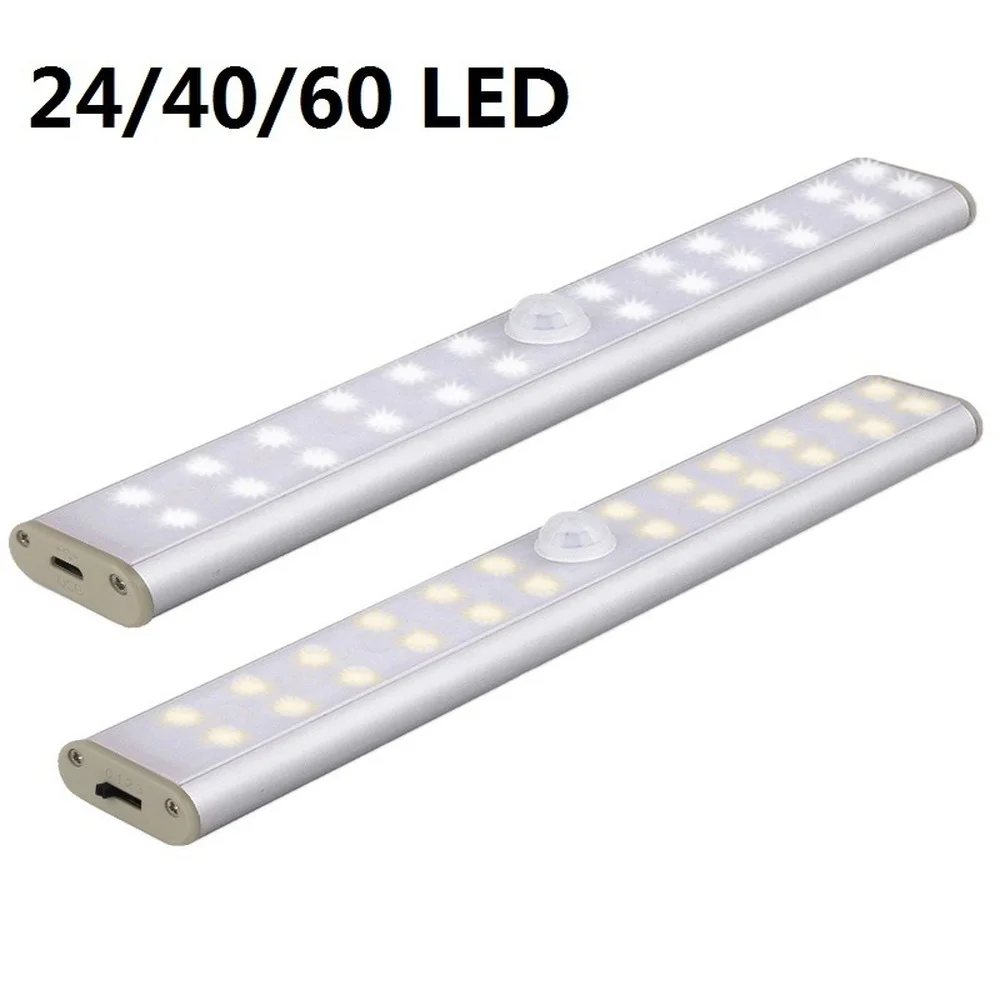 Kitchen Cupboard Motion Sensor Closet Lights 24/40/60 LEDs Under Cabinet Light Rechargeable Battery Lighting For Wardrobe Indoor
Kitchen Cupboard Motion Sensor Closet Lights 24/40/60 LEDs Under Cabinet Light Rechargeable Battery Lighting For Wardrobe Indoor