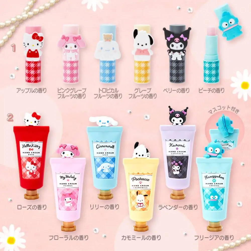 

Kawaii My Melody Cinnamoroll Kittys Kuromi Sanrio плюшевый мультяшный милый ароматизированный бальзам для губ крем для рук аниме плюшевые игрушки для девочек под...