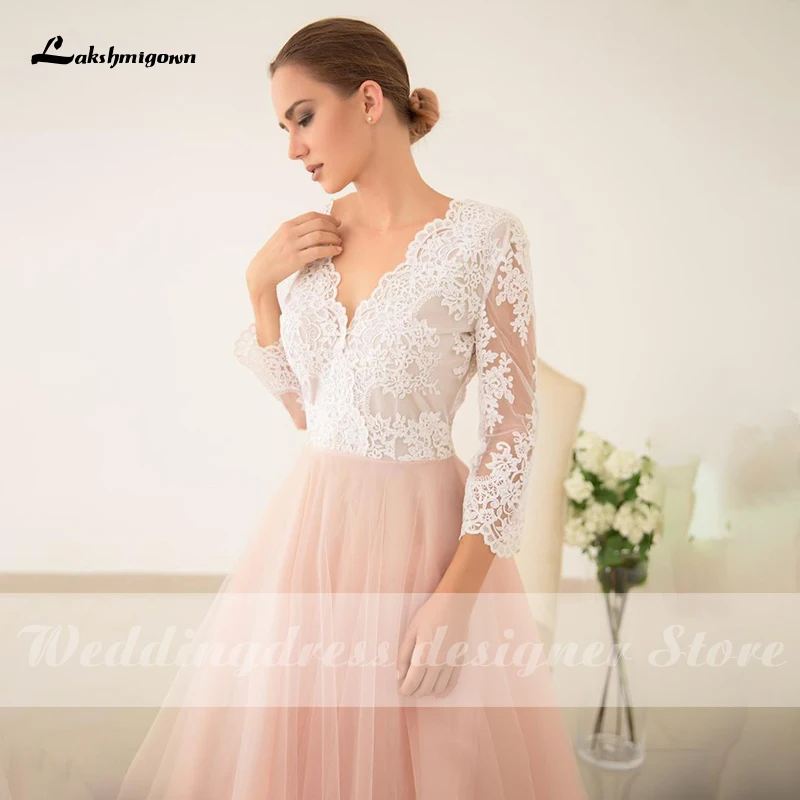 Lakshmigown Pink Tulle A Line Wedding Dresses V Neck Long Sleeves Sweep Train Lace Bridal Gowns vestido de novia 2021
Lakshmigown Pink Tulle A Line Wedding Dresses V Neck Long Sleeves Sweep Train Lace Bridal Gowns vestido de novia 2021