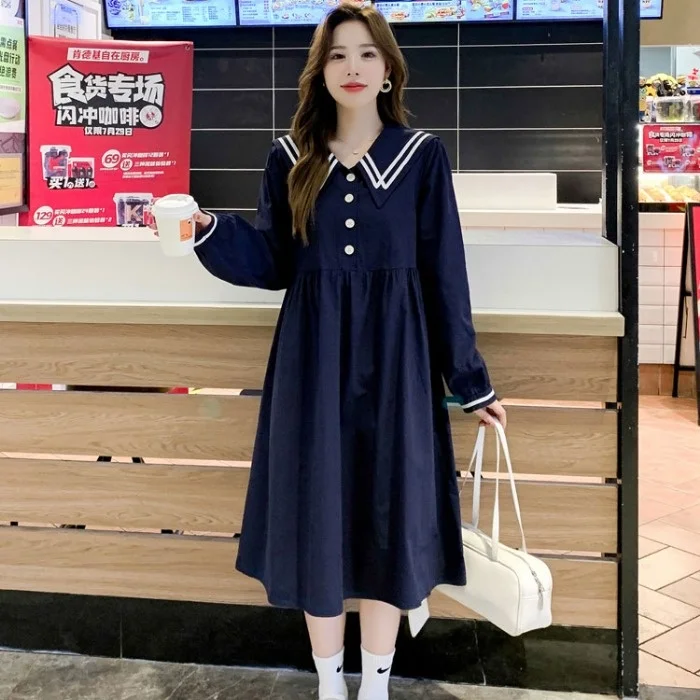 Plus Size Korean Style Autumn Dress for Plump Girls Belly Covering Relaxed-Fit Doll Collar Sweet A- line Dress Trendy for 200kg 
Plus Size Korean Style Autumn Dress for Plump Girls Belly Covering Relaxed-Fit Doll Collar Sweet A- line Dress Trendy for 200kg