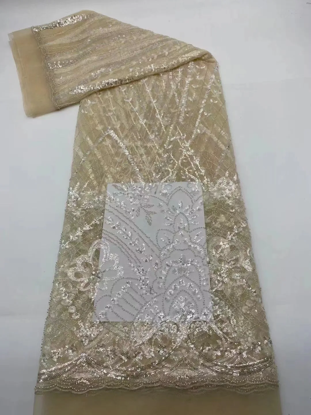 Sequins With Bead Embroidery African Mesh Lace Fabrics Fabrics French Tulle Laces Fabric For Nigerian Net Lace 5Yards 2021
Sequins With Bead Embroidery African Mesh Lace Fabrics Fabrics French Tulle Laces Fabric For Nigerian Net Lace 5Yards 2021