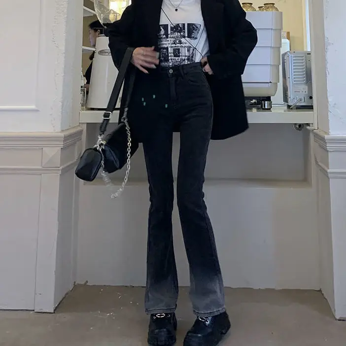 High Waist Gradient Color Jeans For Women Streetwear Hot Girl Slim Denim Pants Ladies Chic Flare Jeans
High Waist Gradient Color Jeans For Women Streetwear Hot Girl Slim Denim Pants Ladies Chic Flare Jeans