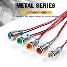 6/8/12/16/19/22mm Metal LED Waterproof Indicator Light Signal Lamp With Wire 6V 12V 24V 110V 220V red/yellow/blue/green/white