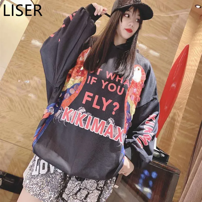 Fashion Sequin Stitching Cartoon Letter Printed Women Sweatshirt 2022 New Spring Autumn Loose Trend Hooded Sweatshirt Gray LL308
Fashion Sequin Stitching Cartoon Letter Printed Women Sweatshirt 2022 New Spring Autumn Loose Trend Hooded Sweatshirt Gray LL308