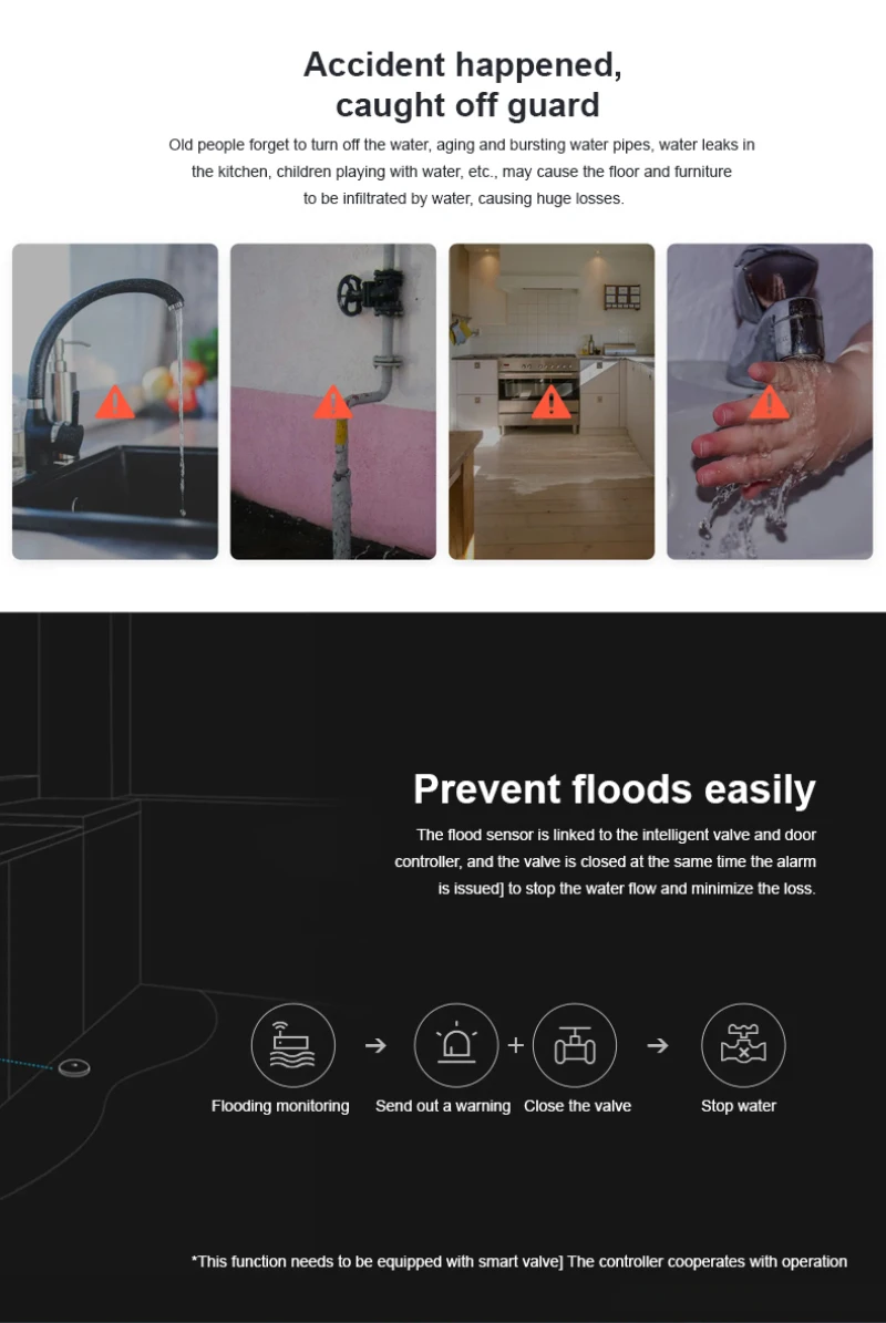 ZigBee Flood Sensor Water Leak Detector Water Tank Full Water Linkage Alarm Tuya APP Remote Monitoring Electronic Smart Home Use
ZigBee Flood Sensor Water Leak Detector Water Tank Full Water Linkage Alarm Tuya APP Remote Monitoring Electronic Smart Home Use