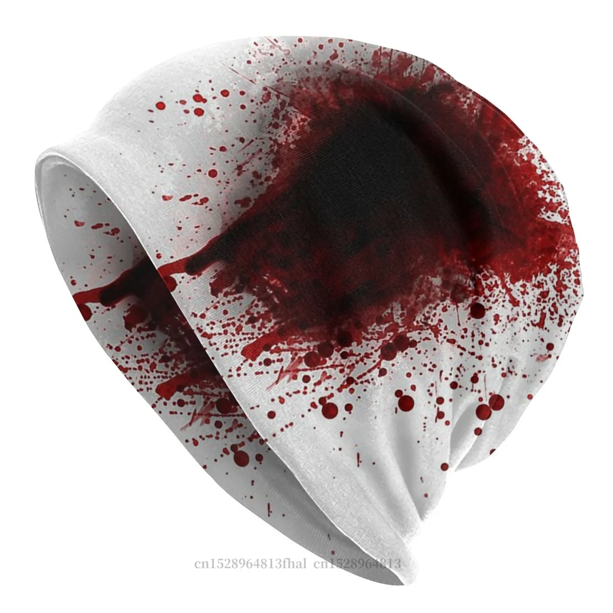 

Blood Splatter Stain Bonnet Homme Winter Skullies Beanies Hat For Men Women Novelty Fabric Hats