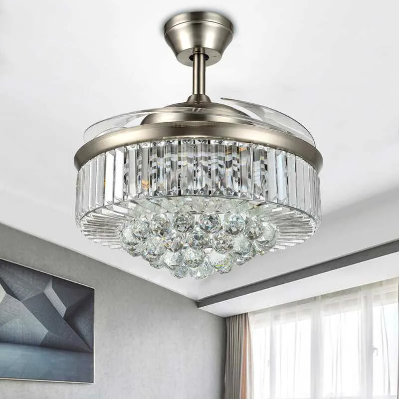 European Crystal Led Fan Light Invisible 42 Inch Silver / Gold Color Fan Light Bedroom Light Ceiling Fan With Light
European Crystal Led Fan Light Invisible 42 Inch Silver / Gold Color Fan Light Bedroom Light Ceiling Fan With Light