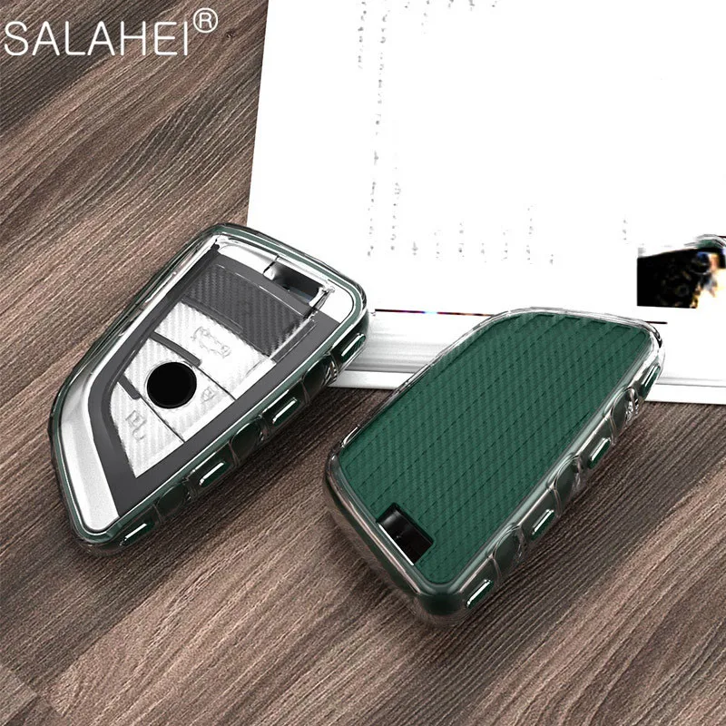 Чехол из ТПУ для автомобильного ключа углеродного волокна BMW X1 X3 X5 X6 X7 1/3/5/6/7 серии