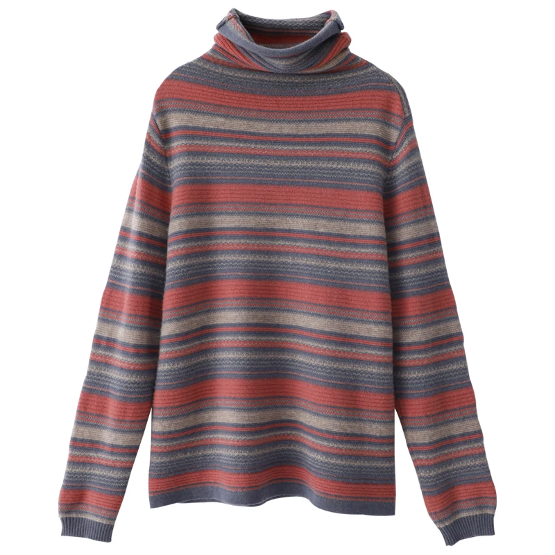 Ailaile Autumn Winter Retro Loose Striped Stitching Sweater Women's Turtleneck Long Sleeve Wool Knit Bottom Tops
Ailaile Autumn Winter Retro Loose Striped Stitching Sweater Women's Turtleneck Long Sleeve Wool Knit Bottom Tops