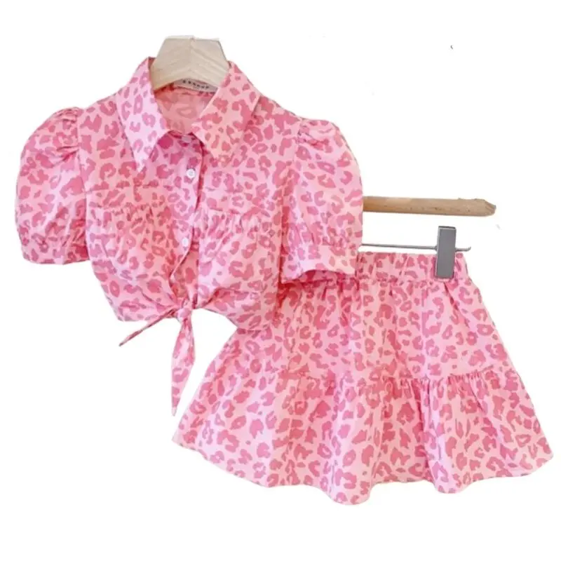 Summer Girls' Clothing Sets New Fashion Pink Leopard Print High Waist Puff-Sleeve Top Shirt + Skirt 2Pcs Toddler Kids Clothes
Summer Girls' Clothing Sets New Fashion Pink Leopard Print High Waist Puff-Sleeve Top Shirt + Skirt 2Pcs Toddler Kids Clothes