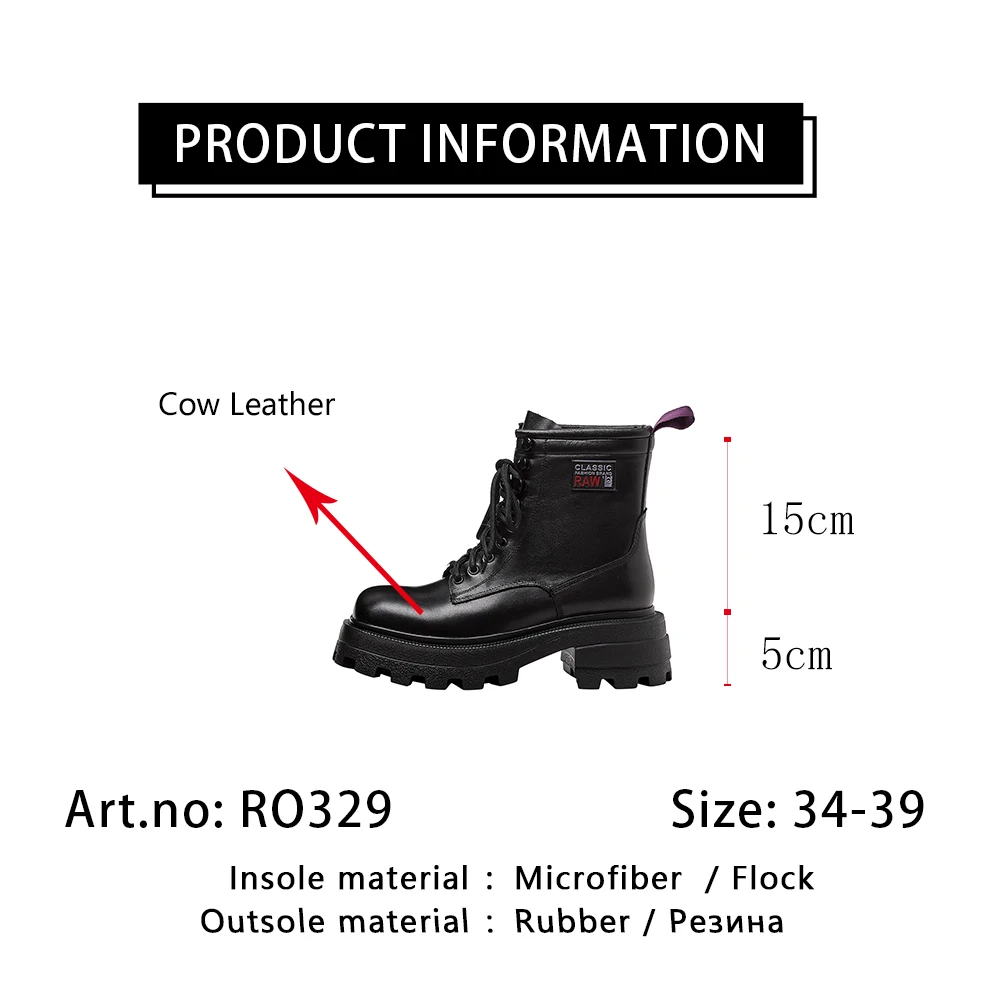 RJN New Autumn Ankle Boots High Quality Cow Leather Stylish Boots Comfortable Round Toe Anti-skid Platform Shoes Women RO330
RJN New Autumn Ankle Boots High Quality Cow Leather Stylish Boots Comfortable Round Toe Anti-skid Platform Shoes Women RO330