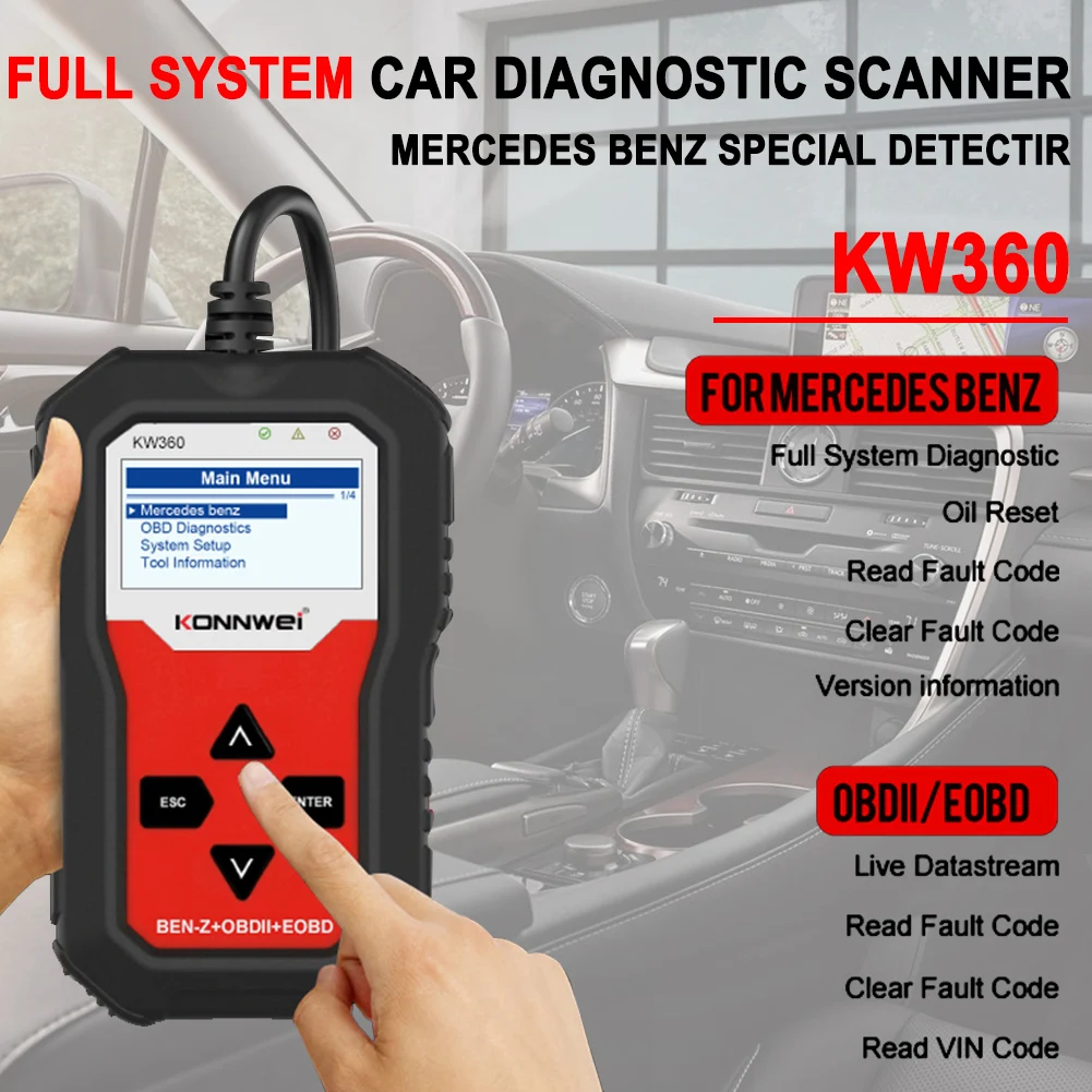 Automotive Diagnostic Scanner for Mercedes Benz/Smart/Sprinter Full System OBD2 Code Reader ABS Bleed SRS TPMS Check Engine
Automotive Diagnostic Scanner for Mercedes Benz/Smart/Sprinter Full System OBD2 Code Reader ABS Bleed SRS TPMS Check Engine