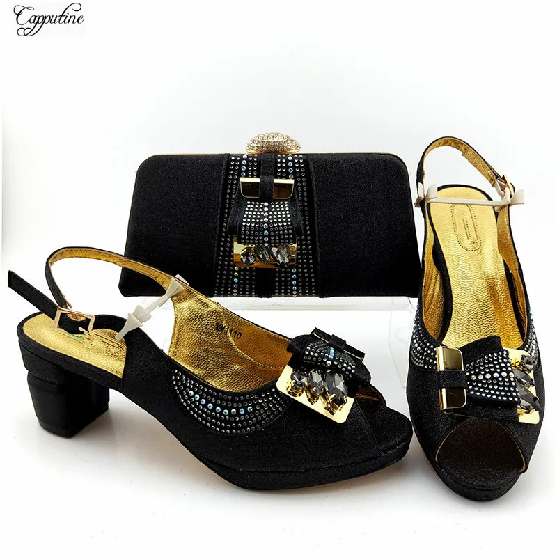 New Coming Black Party Shoes Bag Set African Women's Sandals With Handbag For Lady MM1110 Heel Height 7CM
New Coming Black Party Shoes Bag Set African Women's Sandals With Handbag For Lady MM1110 Heel Height 7CM