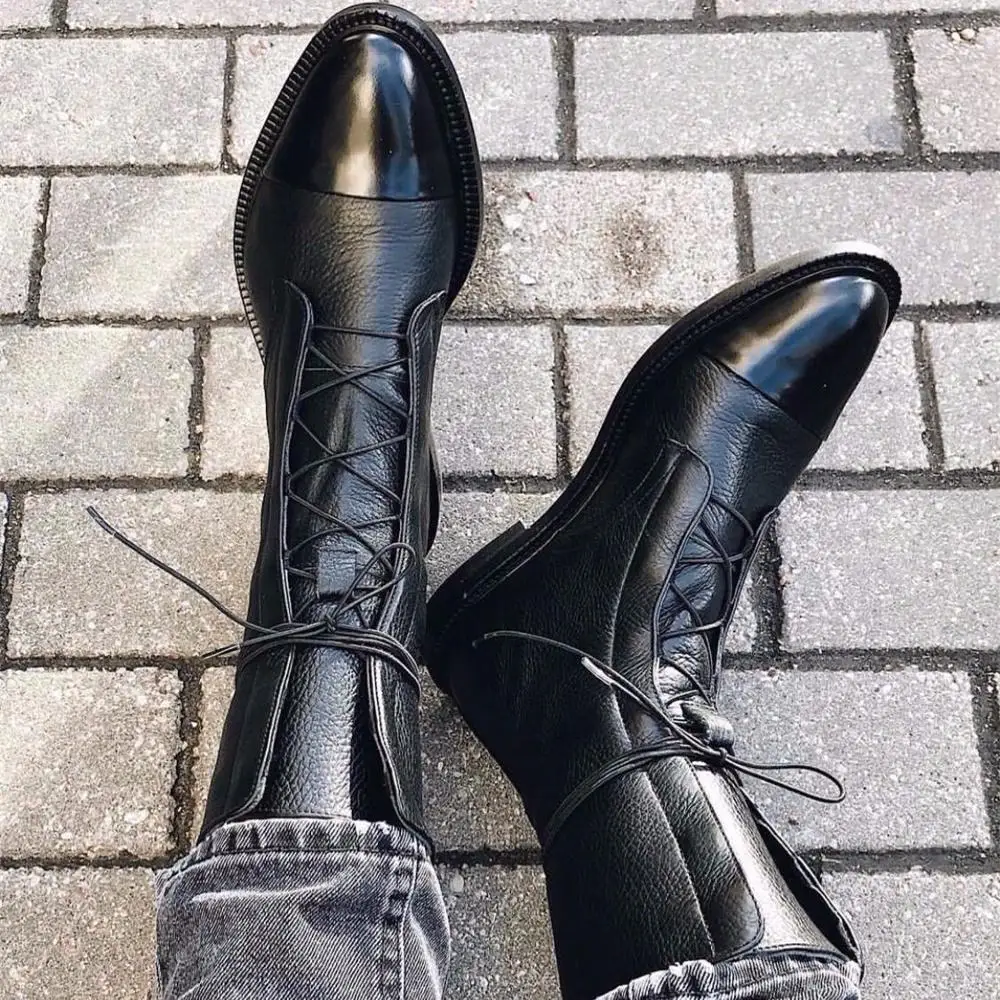 2019 Осенняя обувь новой модели в западном стиле женские ботинки мартинсы сапоги с